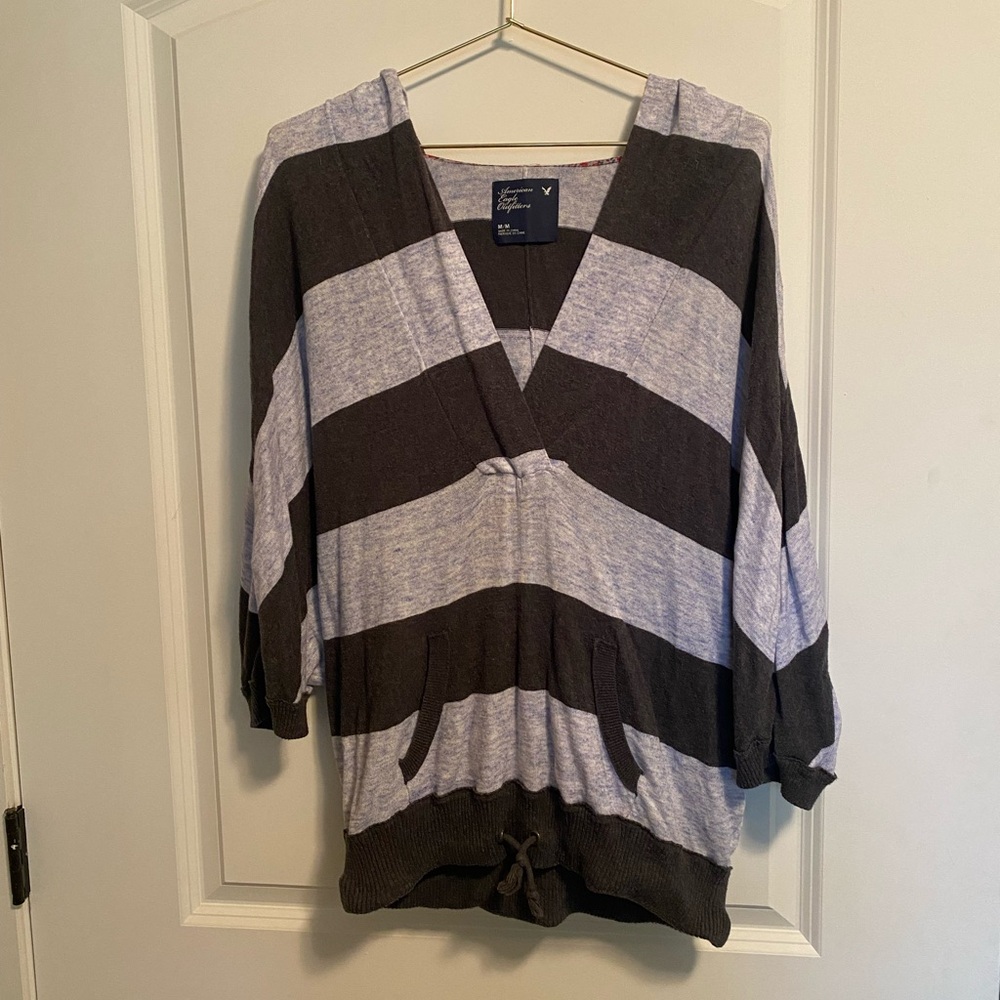Striped Short Sleeve Hoodie